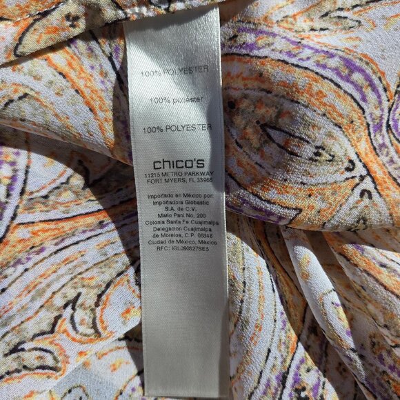 Chico's Sz 3 (XL) Asymmetric Mandala Pattern Boho Tunic Blouse w/Lace-Up Front - Picture 9 of 11